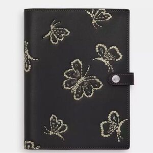 Coach Butterfly Leather Planner Cover NWOT with ring insert